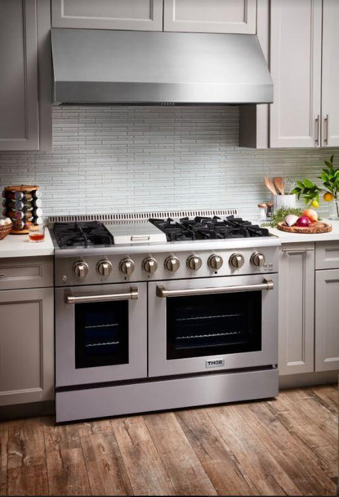 Thor Kitchen 48" Propane Gas Range in Stainless Steel with Dual Oven and Griddle, HRG4808ULP