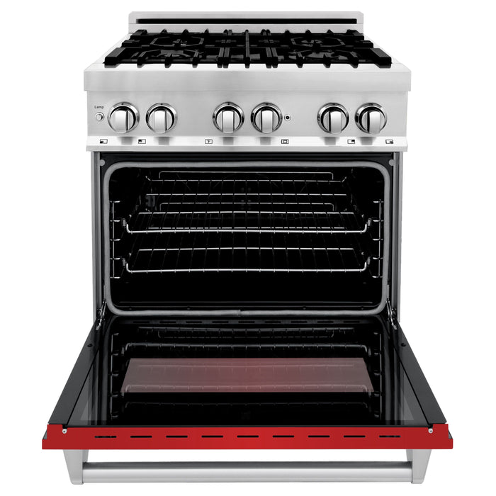 ZLINE 30" Dual Fuel Range in Stainless Steel with Red Matte Door, RA-RM-30