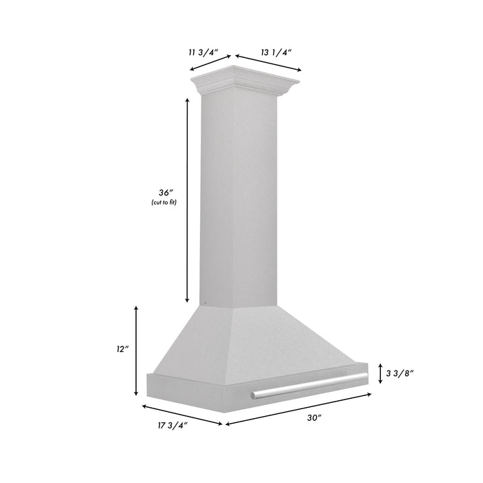 ZLINE 30" Wall Mount Range Hood in DuraSnow® Stainless Steel with Stainless Steel Handle, KB4SNX-30