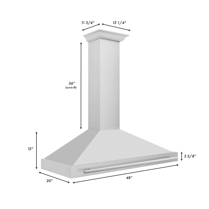 ZLINE 48" Wall Mount Range Hood with Stainless Steel Handle, KB4STX-48