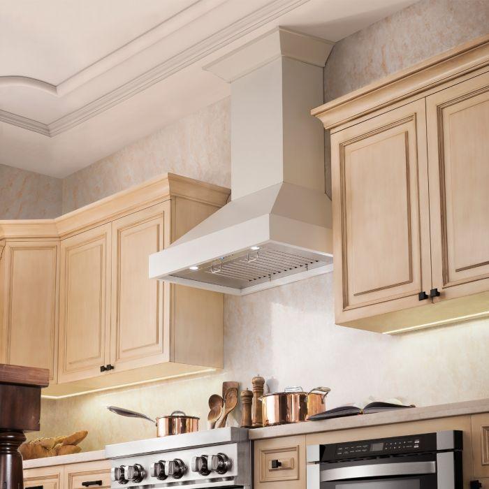 ZLINE 30" Wooden Wall Mount Range Hood in Cottage White, KBTT-30