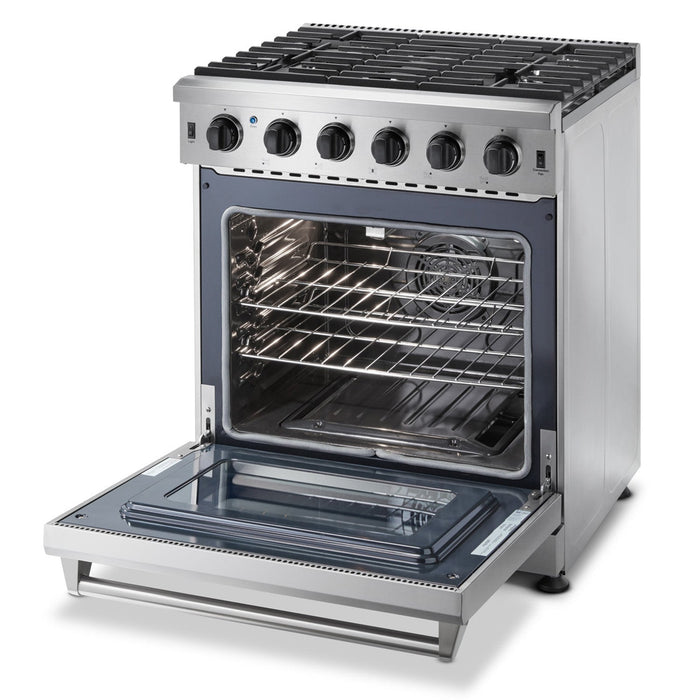 Thor Kitchen Appliance Package - 30 In. Propane Gas Range, Range Hood, Microwave Drawer, AP-LRG3001ULP-W-4