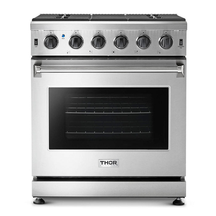 Thor Kitchen Appliance Package - 30 In. Propane Gas Range, Range Hood, Microwave Drawer, Refrigerator, Dishwasher, Wine Cooler, AP-LRG3001ULP-W-14