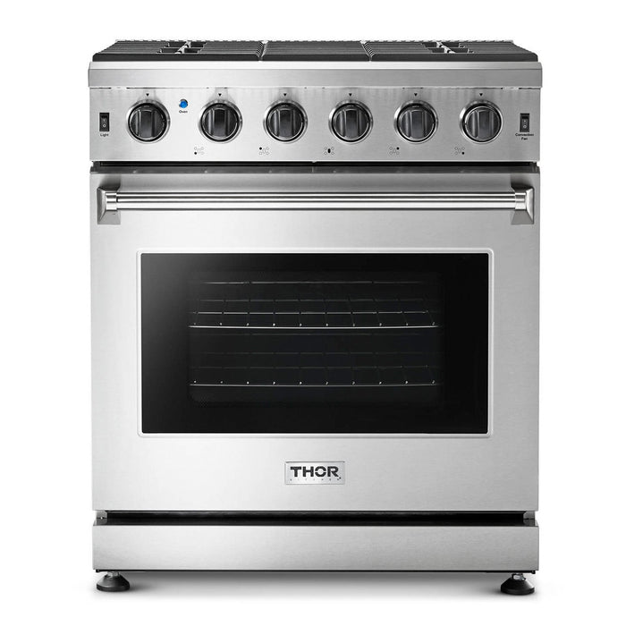 Thor Kitchen Appliance Package - 30 In. Propane Gas Range, Range Hood, AP-LRG3001ULP-W