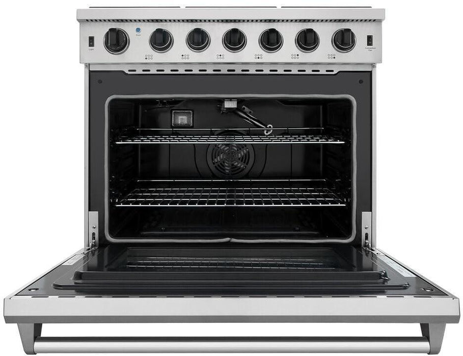 Thor Kitchen Appliance Package - 36 in. Propane Gas Range, Range Hood, Microwave Drawer, AP-LRG3601ULP-5