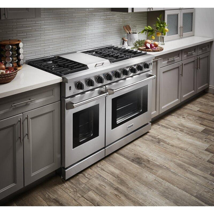 Thor Kitchen Appliance Package - 48" Propane Gas Range and Range Hood, AP-LRG4807ULP