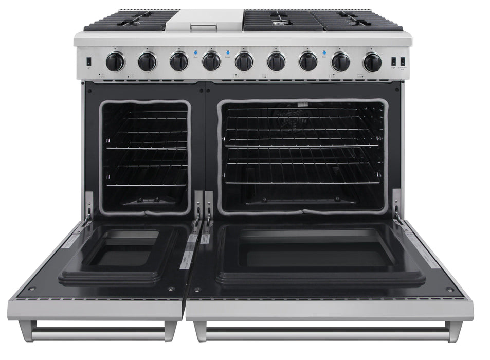 Thor Kitchen Package - 48 In. Propane Gas Range, Dishwasher, Refrigerator, Microwave Drawer, AP-LRG4807ULP-18