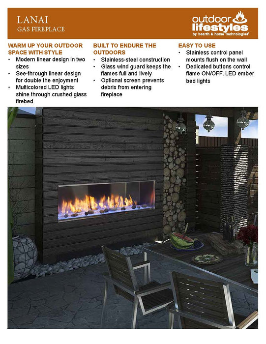 Majestic 48" Lanai Contemporary Outdoor Linear Vent Free Gas Fireplace with IntelliFire Plus Ignition System