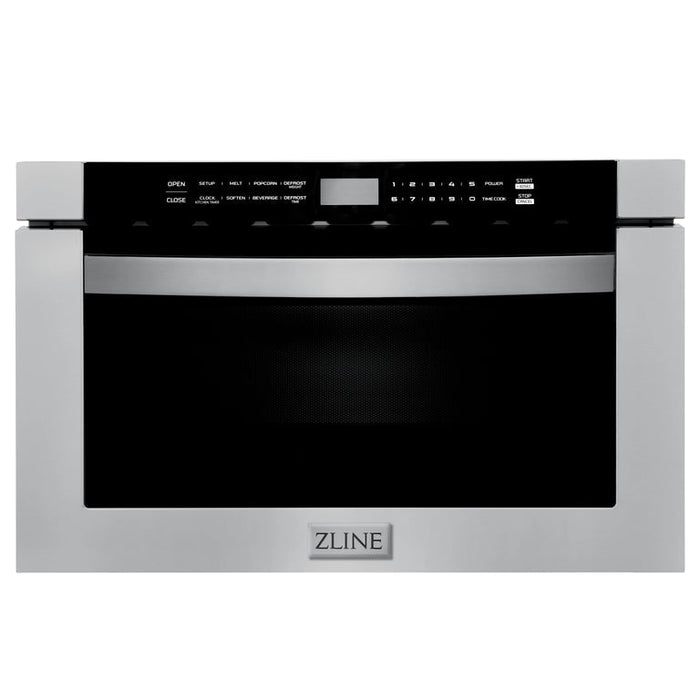 ZLINE Appliance Package - 48" Gas Range, Range Hood, Refrigerator with Ice Maker, Dishwasher and Microwave Drawer, 5KPR-SGRRH48-MWDWV