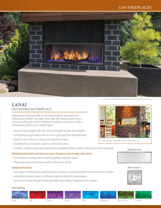 Majestic 48" Lanai Contemporary Outdoor Linear Vent Free Gas Fireplace with IntelliFire Plus Ignition System