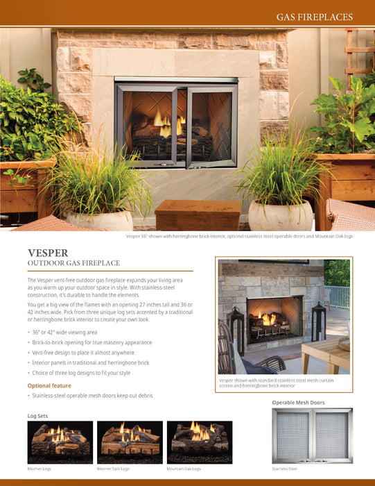 Majestic Vesper 42" Traditional Outdoor Vent-Free Gas Fireplace With Herringbone Refractory