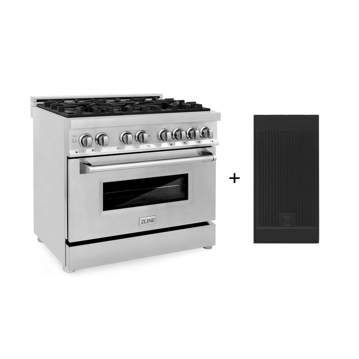 ZLINE 36" Dual Fuel Range with Griddle in Stainless Steel, RA-GR-36