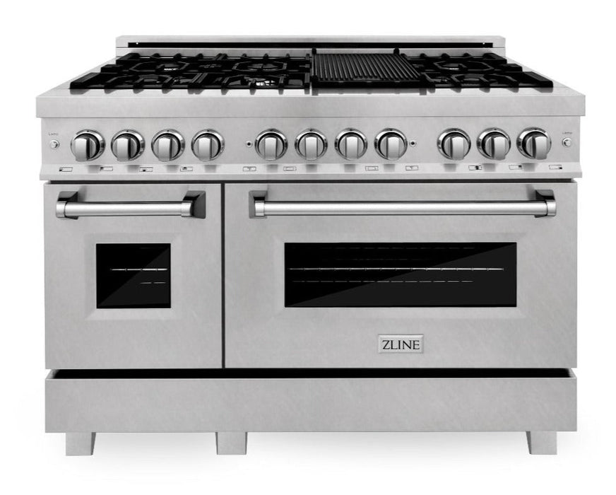 ZLINE Appliance Package - 48 in. Dual Fuel Range, Range Hood, Dishwasher, 3KP-RARH48-DW