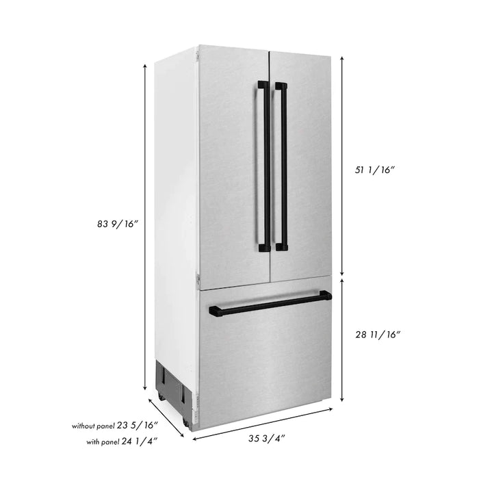 ZLINE 36" Autograph Edition Built-In Refrigerator in Stainless Steel with Matte Black Accents, RBIVZ-SN-36-MB