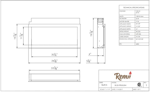 Remii Extra Slim 45" Indoor/Outdoor Electric Fireplace