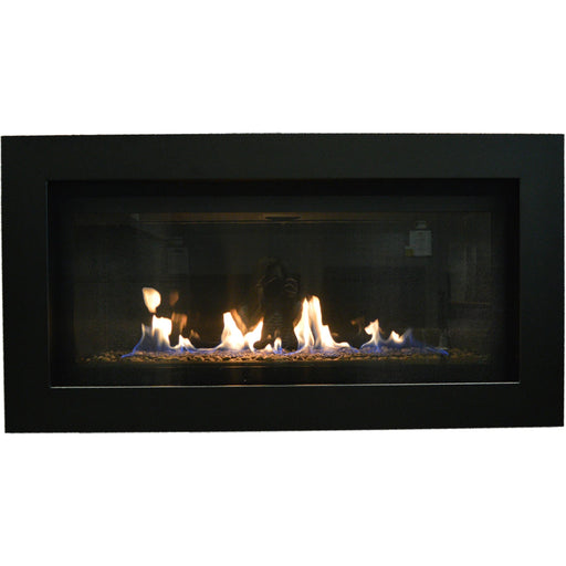 Bennett 45 fireplace: black or stainless steel surround, Dreamwood Living.