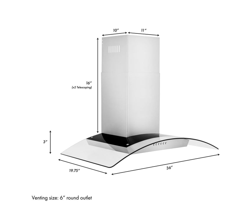 ZLINE 36" Alpine Series Ducted Vent Wall Mount Range Hood in Stainless Steel (Discontinued), ALP70WL-36