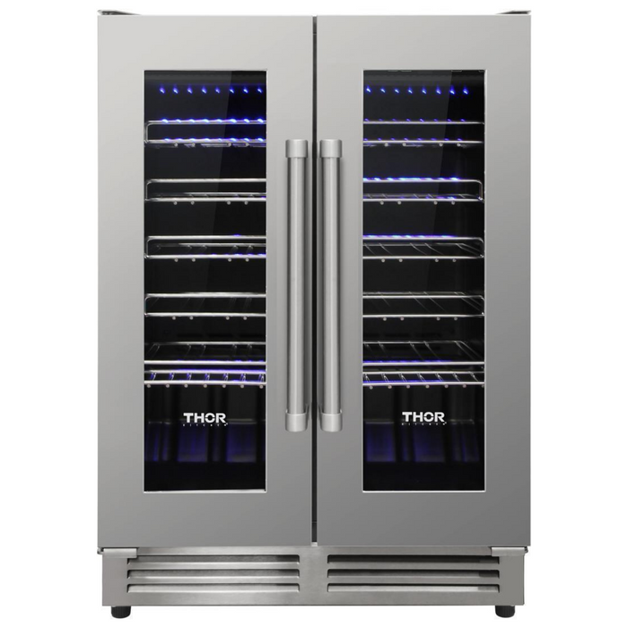 Thor Kitchen Appliance Package - 36" Natural Gas Range, Range Hood, Refrigerator, Dishwasher, Wine Cooler, AP-ARG36-4