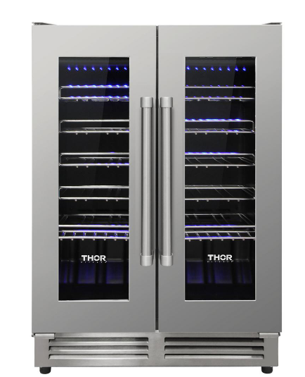 Thor Kitchen Appliance Package - 48 In. Gas Range, Range Hood, Refrigerator, Dishwasher, Wine Cooler, AP-HRG4808U-W-12