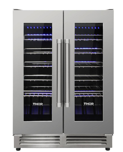 Thor Kitchen Appliance  Package - 48" Propane Gas Range, Range Hood, Refrigerator with Water and Ice Dispenser, Dishwasher & Wine Cooler, AP-HRG4808ULP-W-8