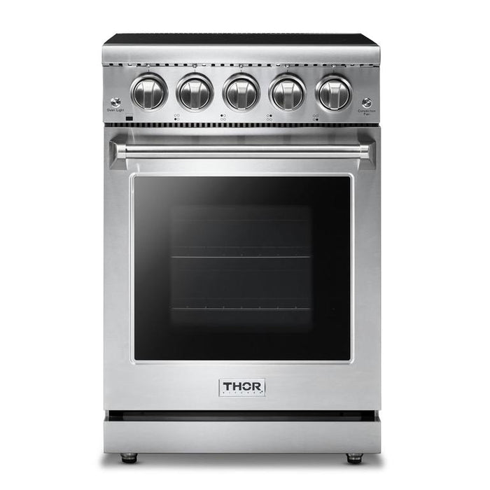 Thor Kitchen Appliance Bundle - 24" Professional Electric Range & Range Hood, AB-HRE2401