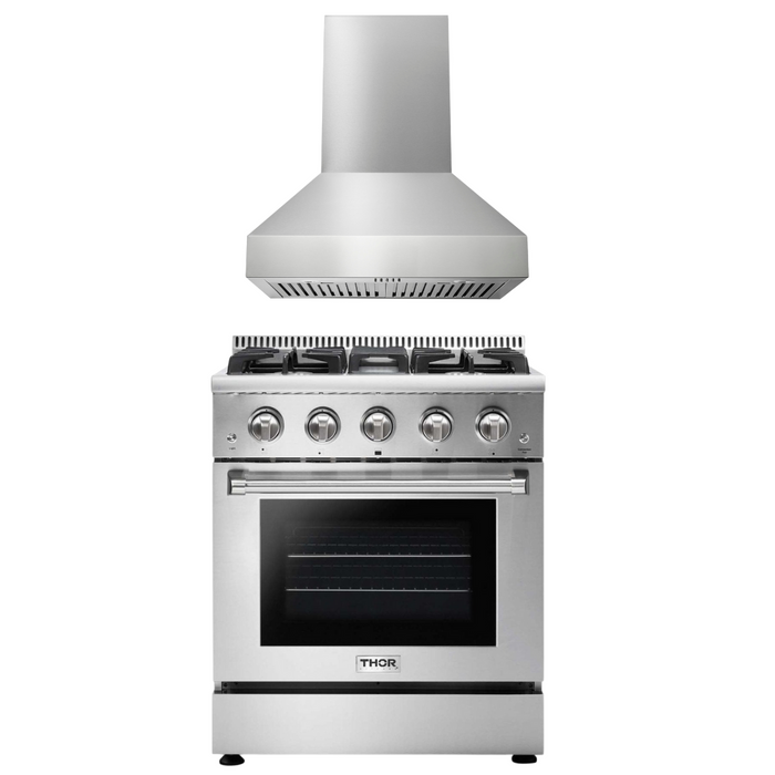 Thor Kitchen Appliance Package - 30" Professional Natural Gas Range, Range Hood Appliance Package, AP-HRG3080U-W