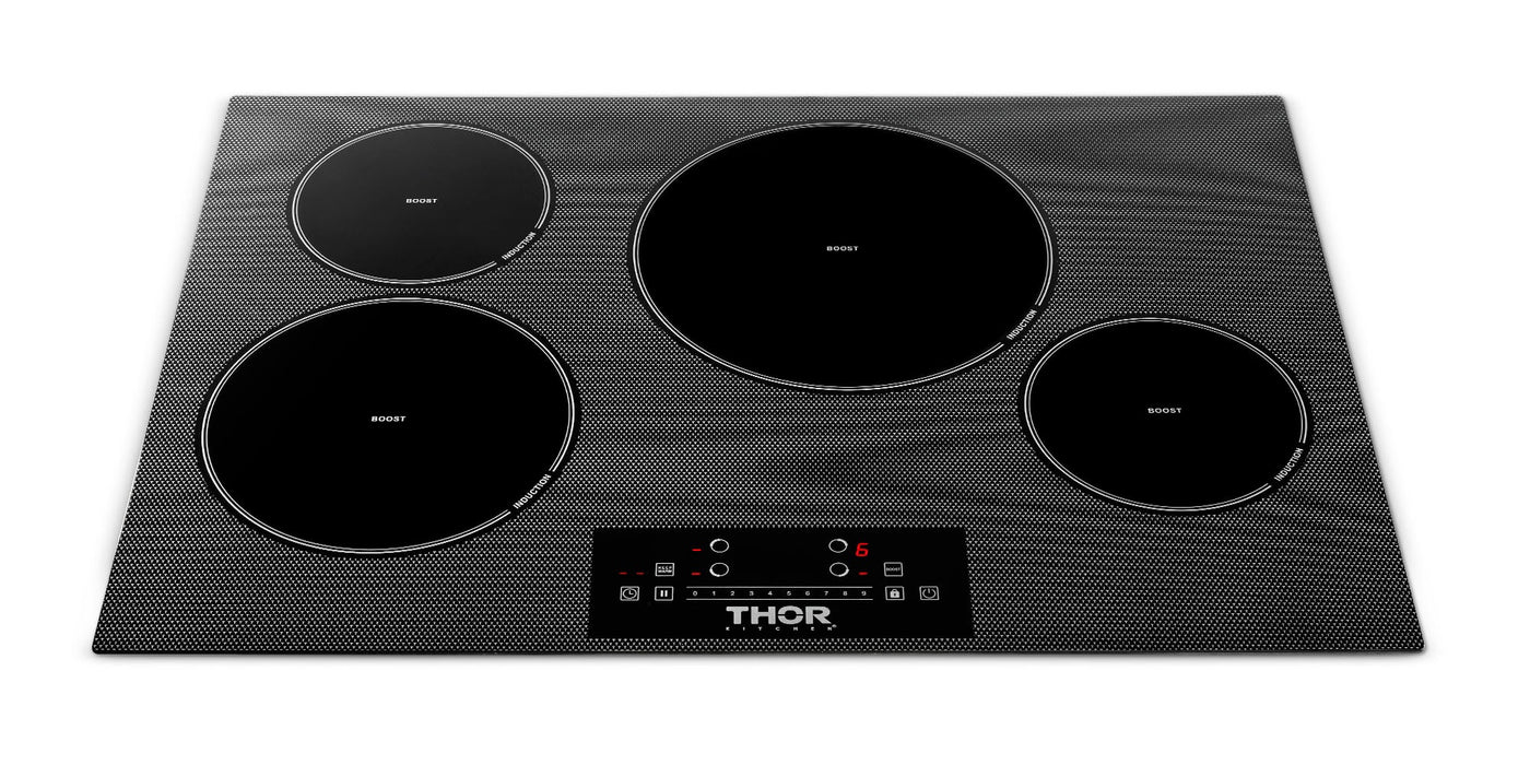 Thor Kitchen 30" Built-In Induction Cooktop with 4 Elements in Black, TIH30