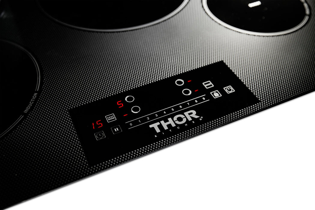 Thor Kitchen 30" Built-In Induction Cooktop with 4 Elements in Black, TIH30