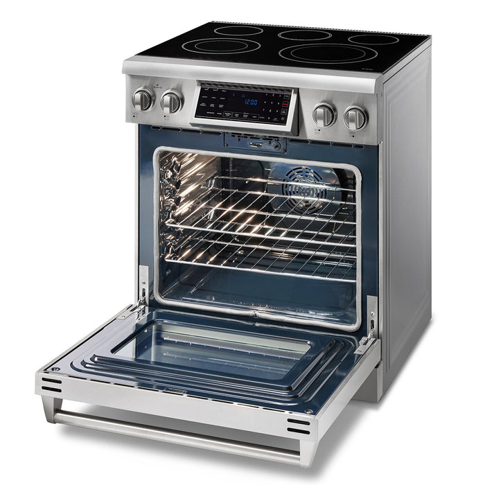 Thor Kitchen 30" Tilt Panel Electric Range in Stainless Steel with Air Fry Feature, TRE3001