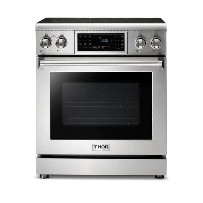 Thor Kitchen Appliance Package - 30 In. Electric Range, Range Hood, Microwave Drawer, AP-TRE3001-W-4