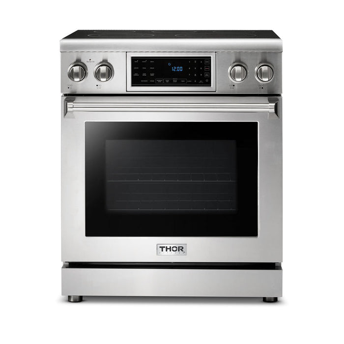 Thor Kitchen Appliance Package - 30 In. Electric Range, Range Hood, Microwave Drawer, Refrigerator, Dishwasher, Wine Cooler, AP-TRE3001-8