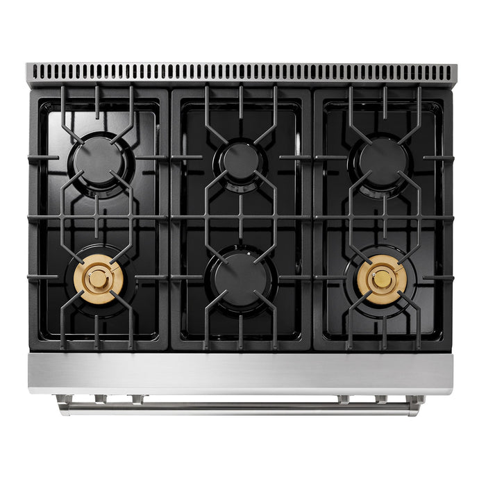 Thor Kitchen 36" Tilt Panel Natural Gas Range in Stainless Steel with Air Fry Feature, TRG3601