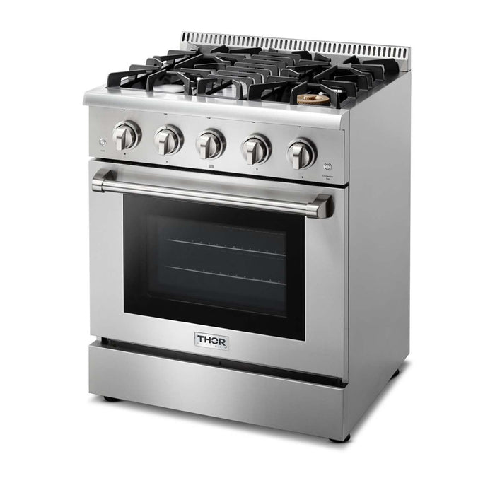 Thor Kitchen Appliance Package - 30 in. Professional Propane Gas Range, Range Hood, Microwave Drawer, AP-HRG3080ULP-5