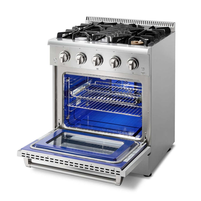 Thor Kitchen Appliance Package - 30" Professional Propane Gas Range, Range Hood, AP-HRG3080ULP-W