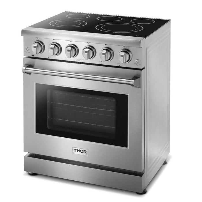Thor Kitchen Appliance Package - 30 In. Electric Range, Range Hood, Microwave Drawer, Refrigerator, Dishwasher, Wine Cooler, AP-HRE3001-14