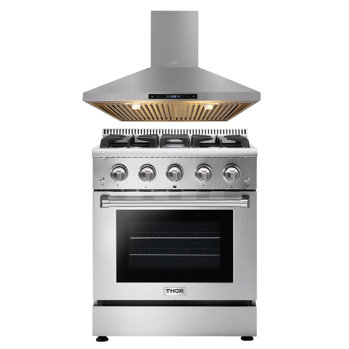 Thor Kitchen Appliance Package - 30" Professional Natural Gas Range & Range Hood Appliance Package, AP-HRG3080U