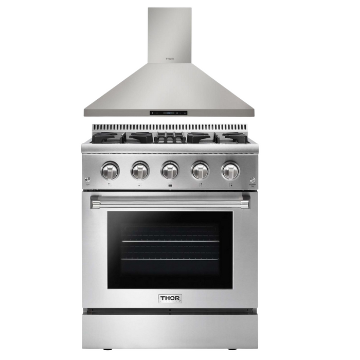 Thor Kitchen Appliance Package - 30 in. Propane Gas Burner/Electric Oven Range, Range Hood, AP-HRD3088ULP