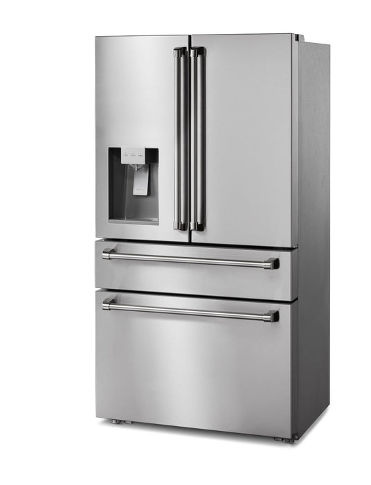 Thor Kitchen Appliance Package - 36 Inch Natural Gas Range, Range Hood, Refrigerator with Water and Ice Dispenser, Dishwasher, Wine Cooler, AP-LRG3601U-W-8