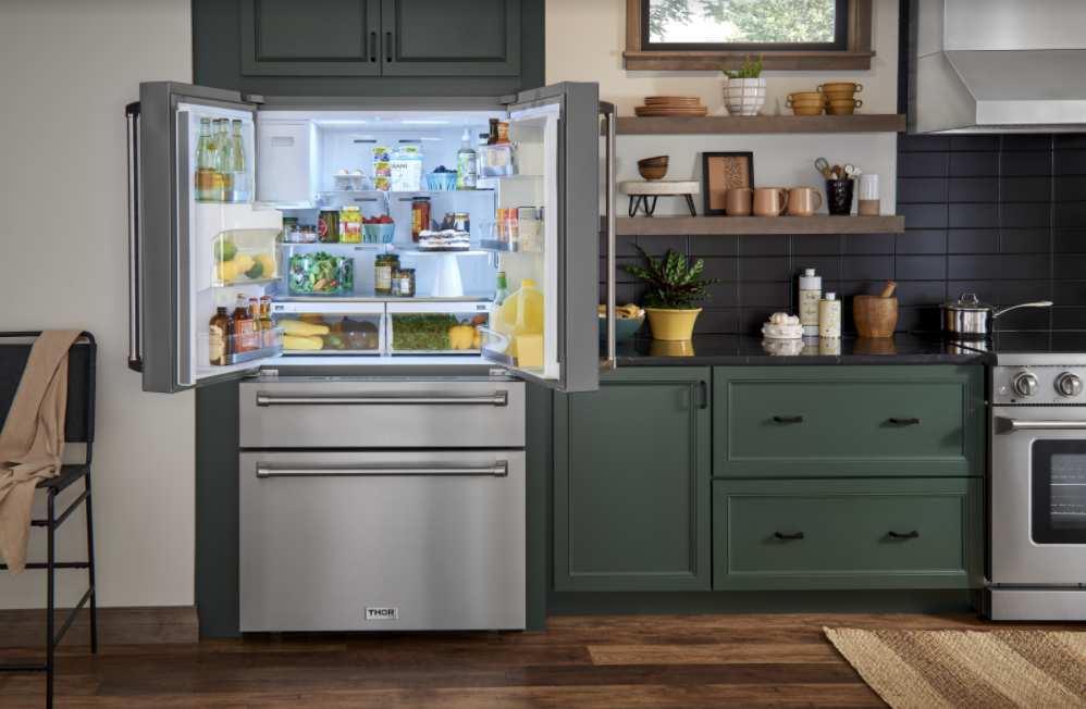 Thor Kitchen Appliance Package - 30 In. Electric Range, Range Hood, Microwave Drawer, Refrigerator, Dishwasher, Wine Cooler, AP-HRE3001-W-10