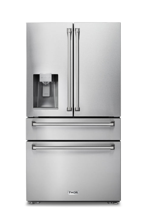 Thor Kitchen Appliance Package - 30 In. Gas Range, Refrigerator with Water and Ice Dispenser, Dishwasher, AP-HRG3080U-9