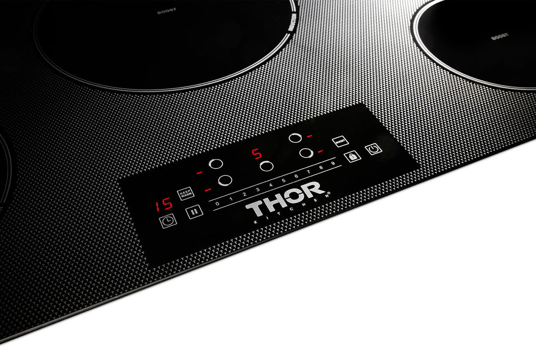 Thor Kitchen Appliance Package - 36 In. Induction Cooktop, Range Hood, Refrigerator, Dishwasher, Wine Cooler, AP-TIH36-4