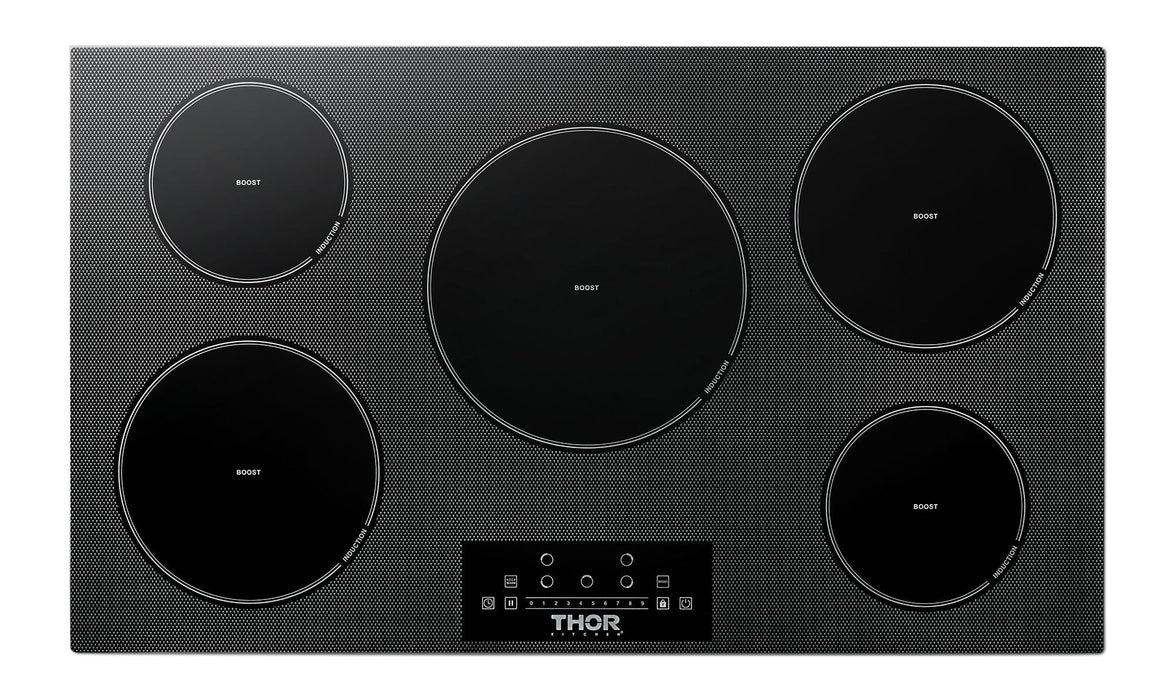 Thor Kitchen Appliance Package - 36 In. Induction Cooktop, Range Hood, Refrigerator, Dishwasher, AP-TIH36-W-2