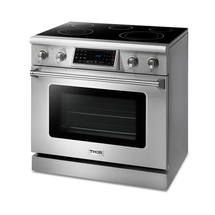 Thor Kitchen 36" Tilt Panel Electric Range in Stainless Steel with Air Fry Feature, TRE3601