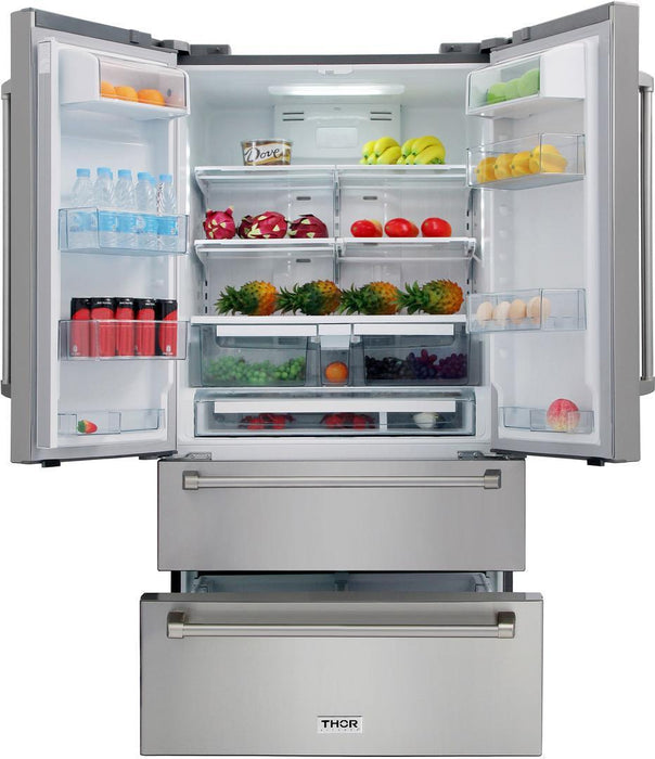 Thor Kitchen Appliance Bundle - 48" Gas Range, Range Hood, Refrigerator, Dishwasher, Wine Cooler, AB-LRG4807U-W-3