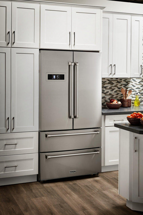 Thor Kitchen Appliance Bundle - 48" Propane Gas Range, Range Hood, Refrigerator, Dishwasher, Wine Cooler, AB-LRG4807ULP-W-3