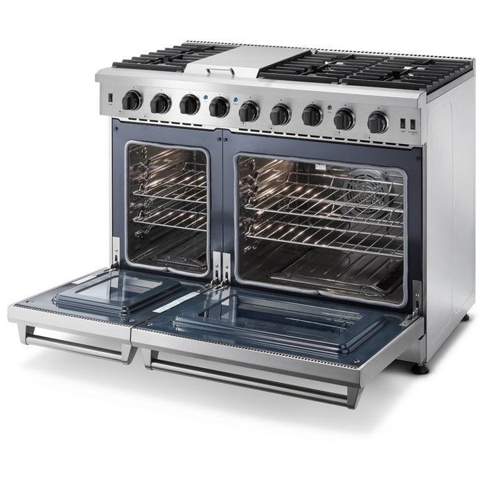 Thor Kitchen 48" Dual Oven Natural Gas Range in Stainless Steel, LRG4807U
