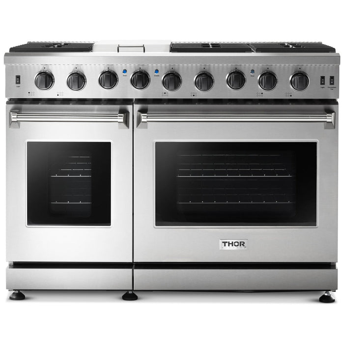 Thor Kitchen 48" Dual Oven Natural Gas Range in Stainless Steel, LRG4807U