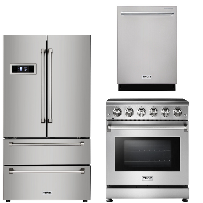 Thor Kitchen Appliance Bundle - 30" Electric Range, Refrigerator & Dishwasher, AB-HRE3001-2
