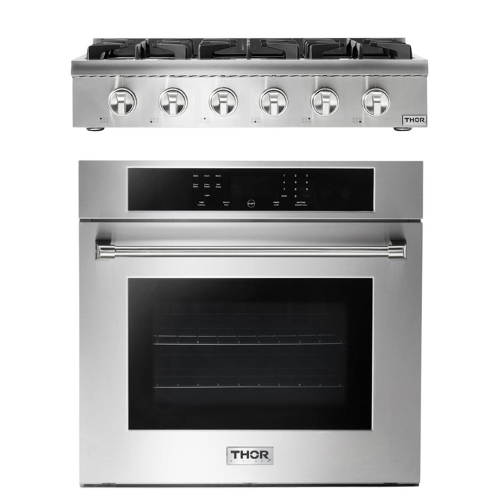 Thor Kitchen Appliance Package - 36 In. Propane Gas Rangetop and Wall Oven, AP-HRT3618ULP-8