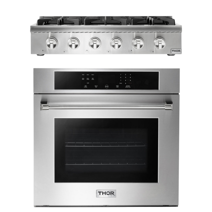 Thor Kitchen Appliance Package - 36 In. Gas Rangetop and 30" Wall Oven, AP-HRT3618U-8